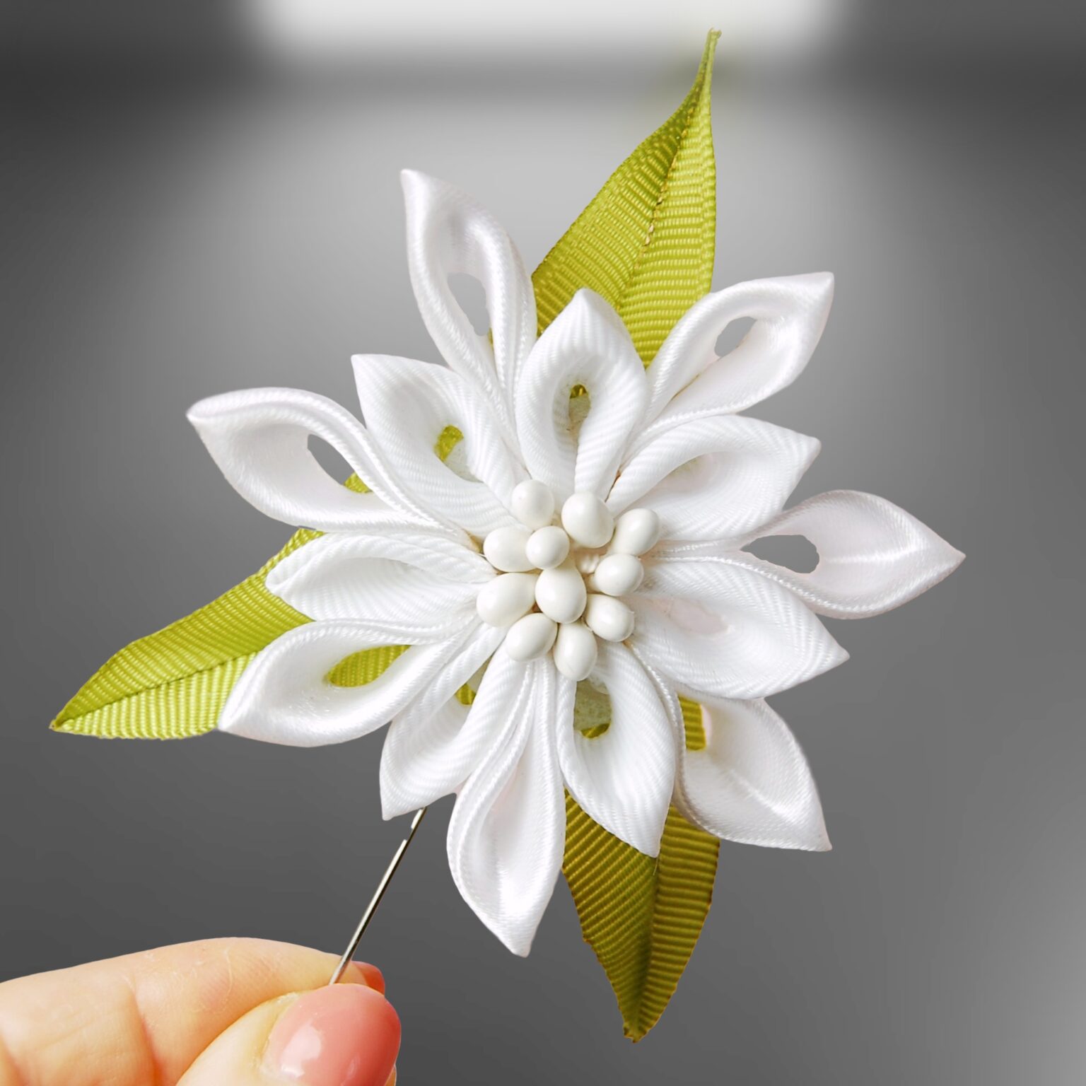 Edelweiss Wedding Boutonniere Kanzashi Flower Lapel Pin Mens Flower