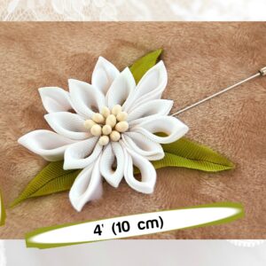 Wedding shawl pin – Flower scarf pin, Edelweiss shawl pin, Kanzashi flower pin