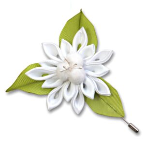 Men’s flower lapel pin,  Edelweiss flower brooch – Kanzashi flower lapel pin