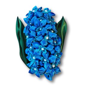 Royal blue flower brooch, Hyacinth, Extra large fabric flower brooch, Kanzashi flower brooch pin