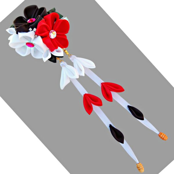 Kanzashi flower dangle hair clip