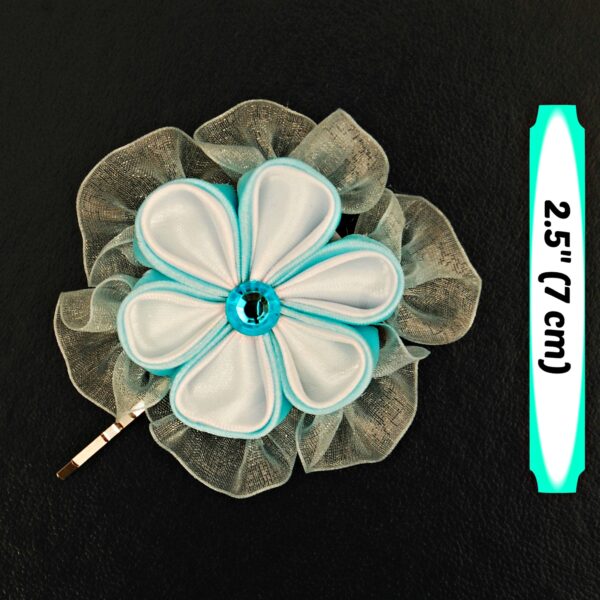 Kanzashi flower hair pin with organza