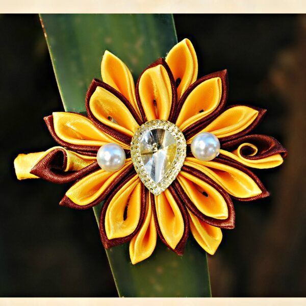 Large yellow flower hair clip