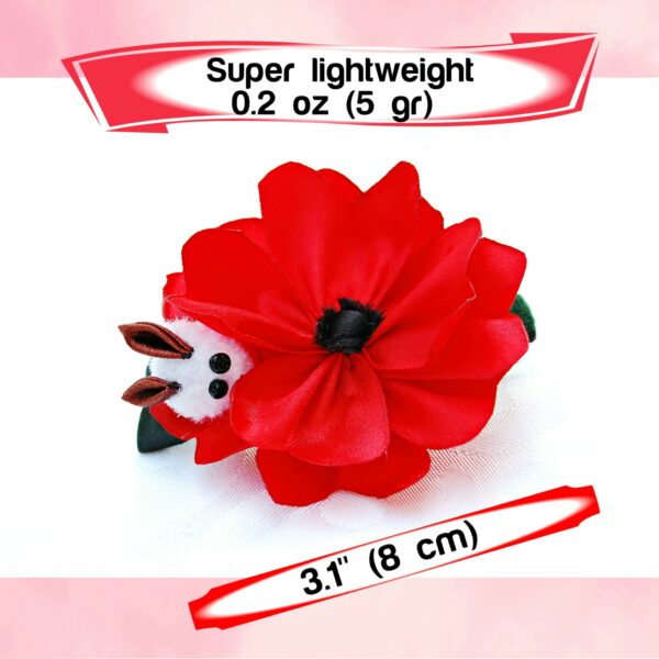 Red flower and bunny hair clip