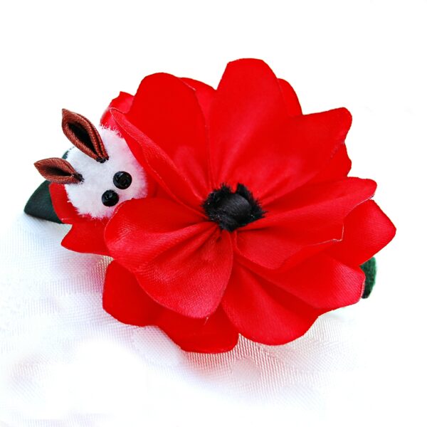 Red poppy flower hair clip