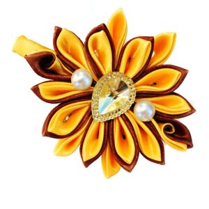 Large yellow flower hair clip, Summer yellow Kanzashi flower headpiece, Statement flower hairpiece, Gift for her