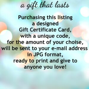 Digital gift certificate for $10 to $25 printable gift voucher to spend in jerusalemjewels.com shop , Surprise gift voucher birthday present