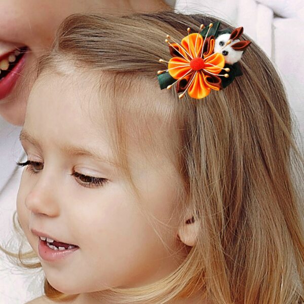 a girl wearing bunny hair clip