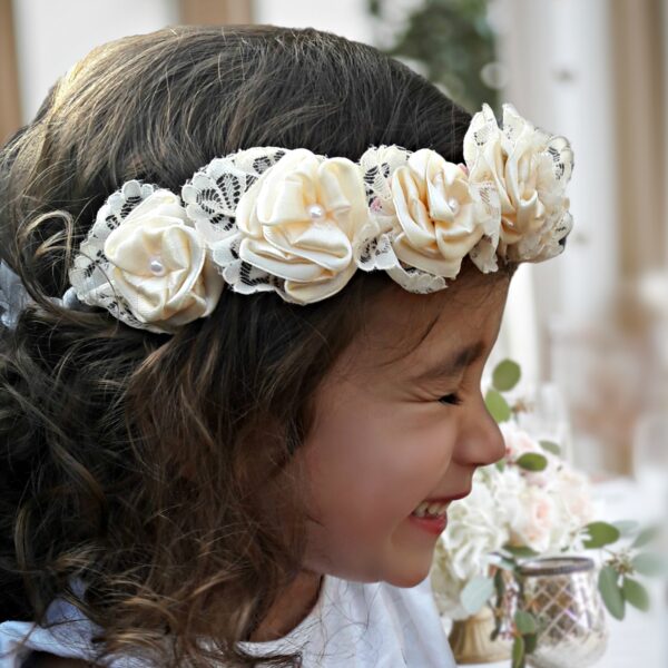 a girl wearing flower crown