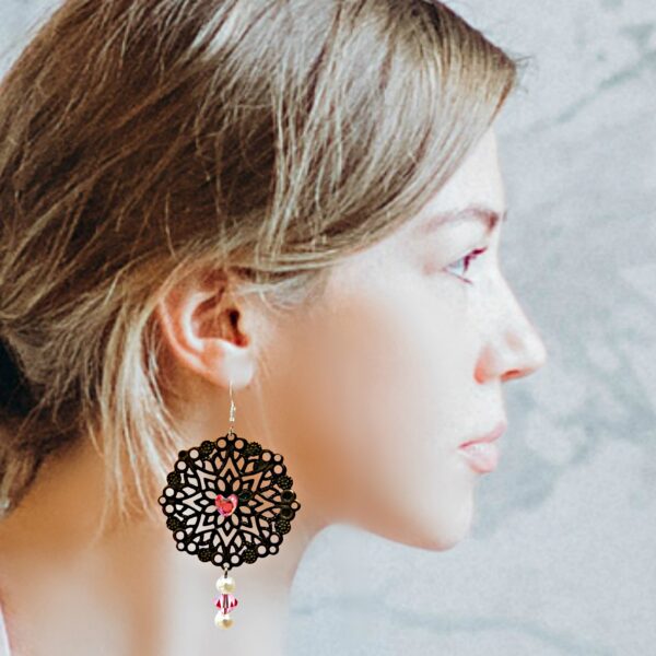 a girl with filigree earrings