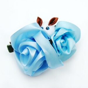 Baby Blue Rose Hair Clip For Women – Cute Easter Bunny Hair Clip, Kanzashi Flower Hair Clip