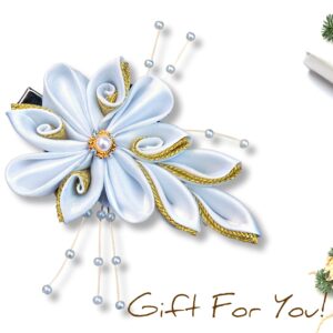 Customized Bridal Hair Clip, Kanzashi Flower Wedding Hairpiece, Wedding Hair Accessory, Gift For Bridesmaid -Festive Hair Bow