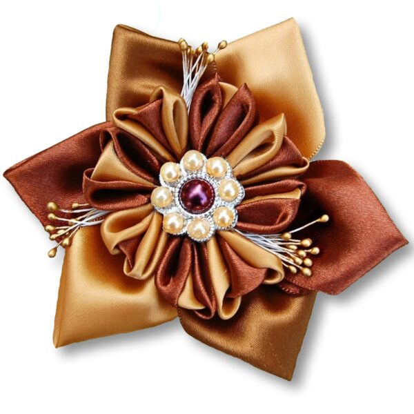 brown flower men's brooch