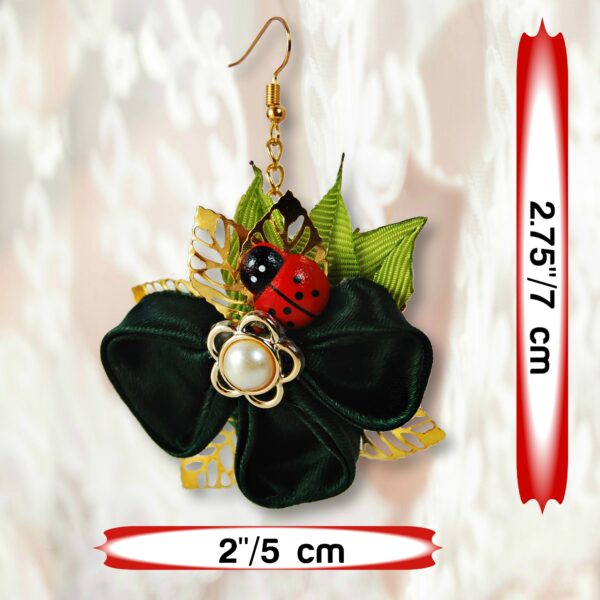 Dimensions of clover and ladybug earrings