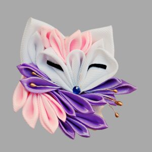 Lilac fox shape brooch , Sleeping fox brooch – one of a kind, Cute fox gifts,