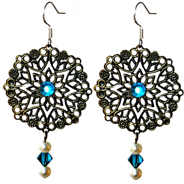 Filigree earrings with Swarovski and pearl beads