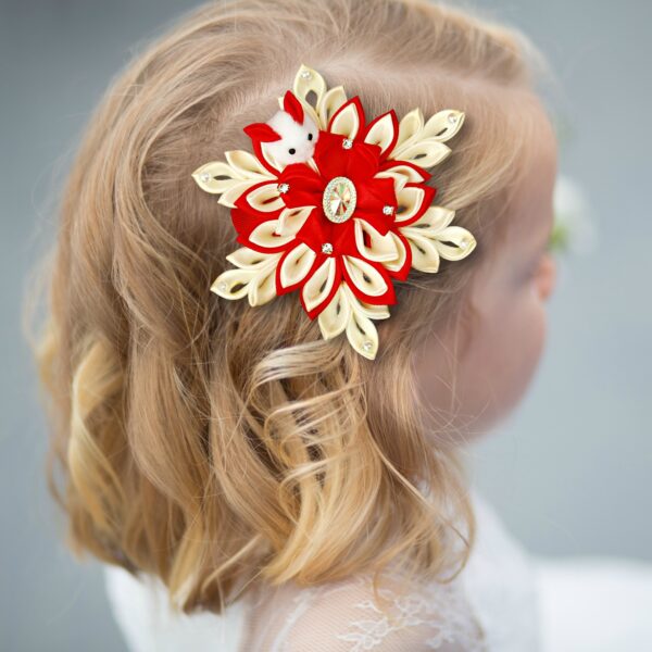 girl wearing snowflake hair clip