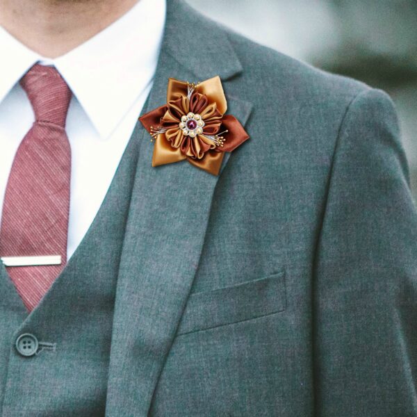 grooms flower brooch