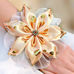 Peach Wedding Wristband, Blush Bridal Flower Corsage, Brides Mother Flower Corsage, Prom Wrist Corsage