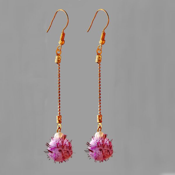 lilac dangle pompom earrings