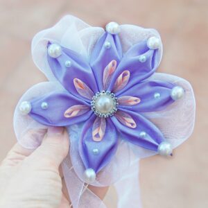 Lilac Flower Wristband, Bridesmaids Wrist Corsage, Large Flower Bracelet, Wedding Wrist Corsage