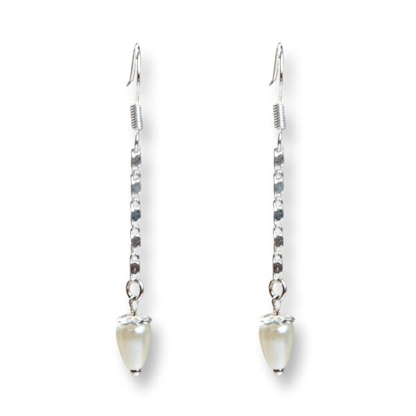 Long pearl earrings, 925 Sterling silver plated earrings, Pearl drop ...
