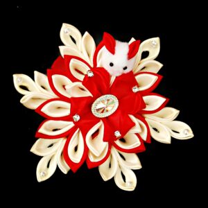Snowflake hair clip, Bunny hair clip red white, Christmas basket gifts for girls