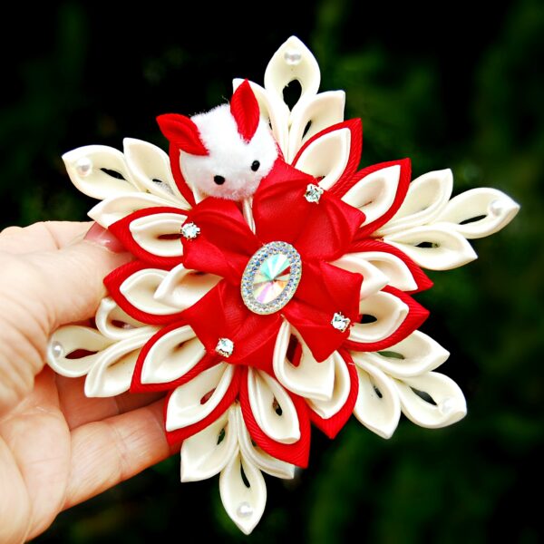 snowflake and bunny hair clip