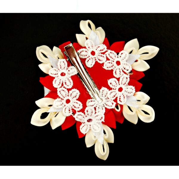 the back side of a snowflake hair clip