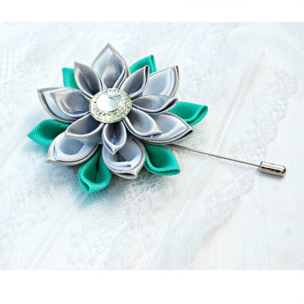 turquoise flower men's lapel pin