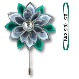 Gray turquoise lapel pin, Lapel pins for men – wedding lapel boutonniere,  Gray and seafoam shade wedding lapel flower pin