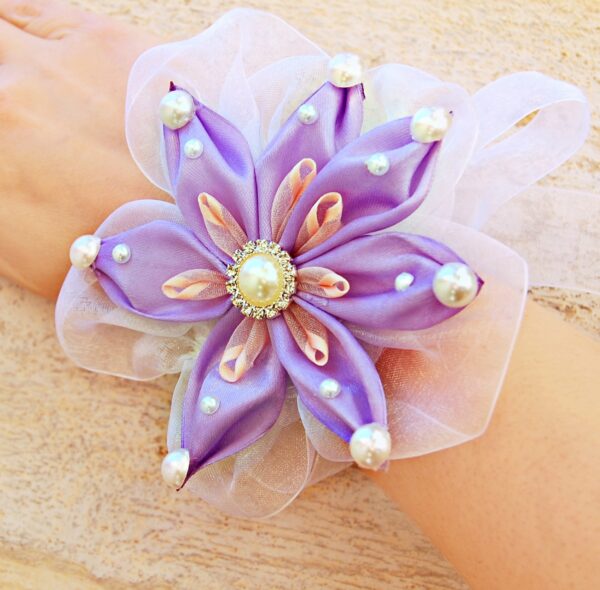 violet wrist corsage