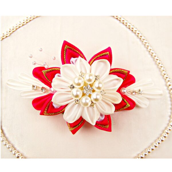 wedding red white flower hairpiece