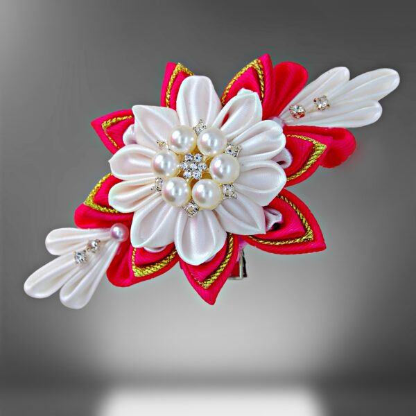 wedding red white hair clip