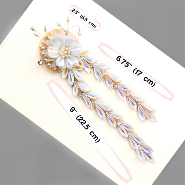 bridal white hair clip with falls