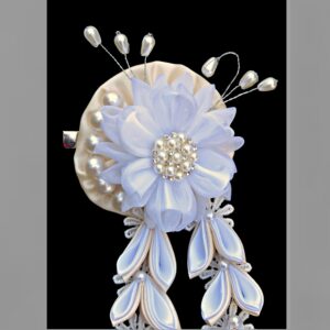 White flower bridal dangle hair clip – veil alternative, Floral wedding headpiece