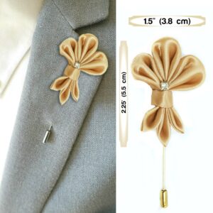 Fleur de Lis Groomsman Boutonniere, Men’s Lapel Pin Flower, Beige Lapel Pin