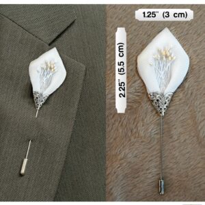 White Kanzashi Flower Lapel Stick Pin/ Scepter Lapel Pin/Lapel Flower/Men’s Lapel Flower/Wedding Accessories