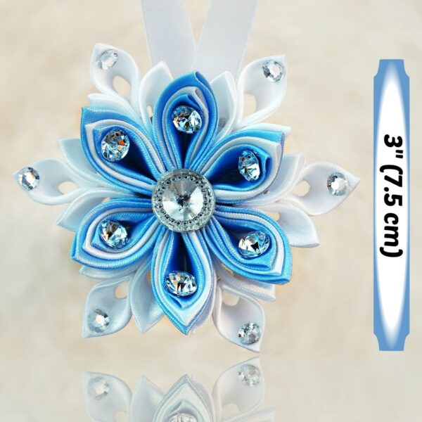 handmade Kanzashi blue snowflake