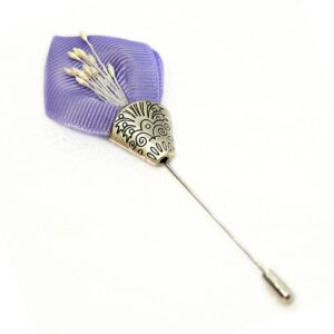 Men’s flower lapel pin, Purple flower suit boutonniere, Kanzahi flower lapel pin for man, Kanzashi flower brooch