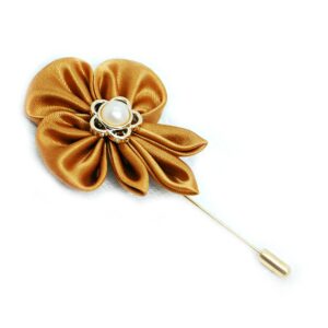 Peanut Brown Fleur de Lis Groom’s Boutonniere, Men’s Flower Lapel Pin