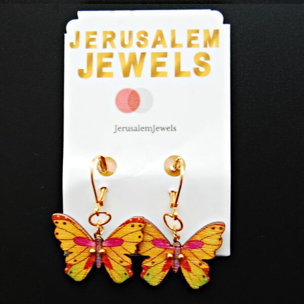 a part of a package for yellow butterfly earrings