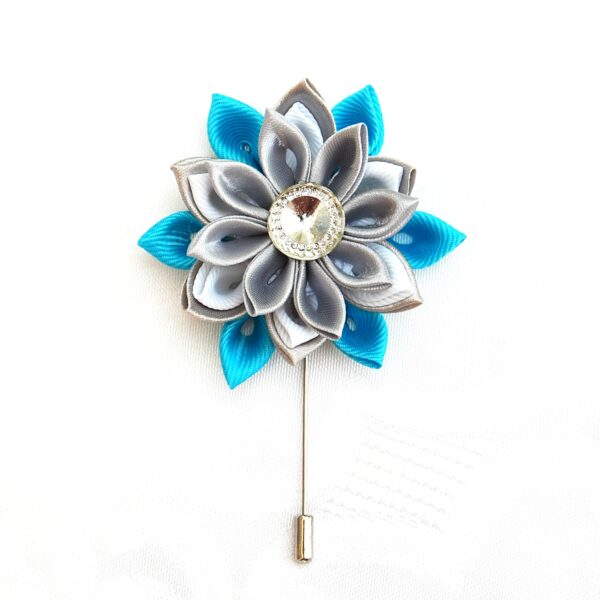 blue gray flower pin