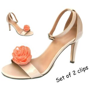 Bridal Shoe Clips, Peach Rose Wedding Shoe Clips, Peach Theme Wedding