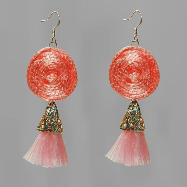 coral tassel earrings
