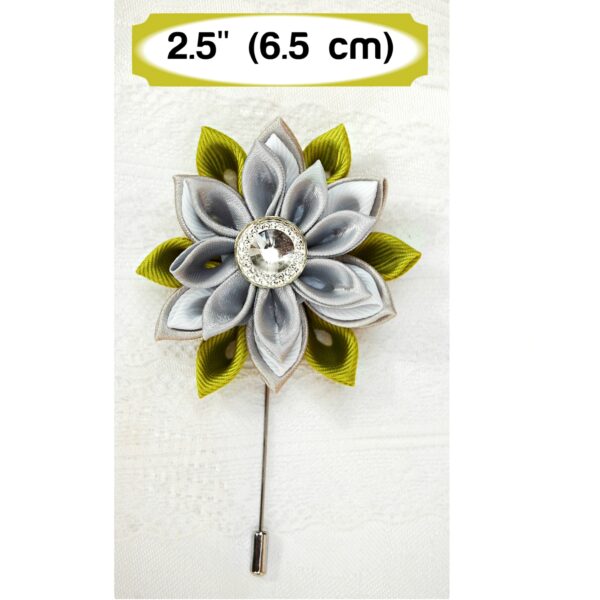 green gray flower lapel pin dimensions