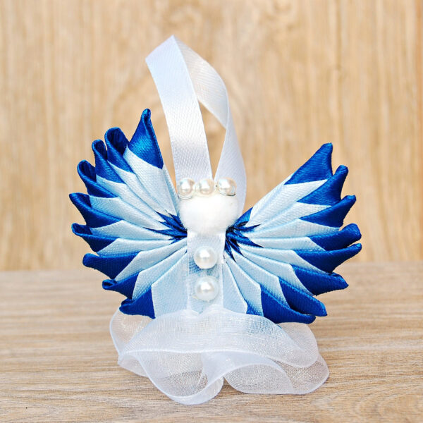 blue white standing angel