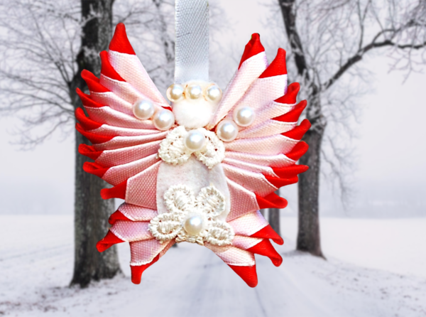 Red white winter angel