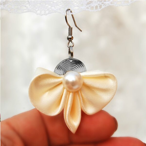 ivory fabric earrings