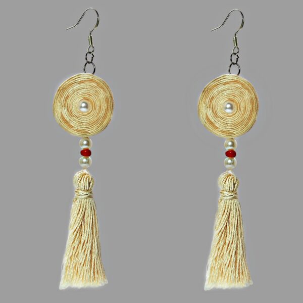 natural linen color tassel earrings